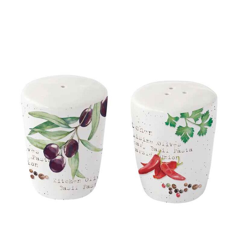 Porcelain salt & pepper pots in colour box