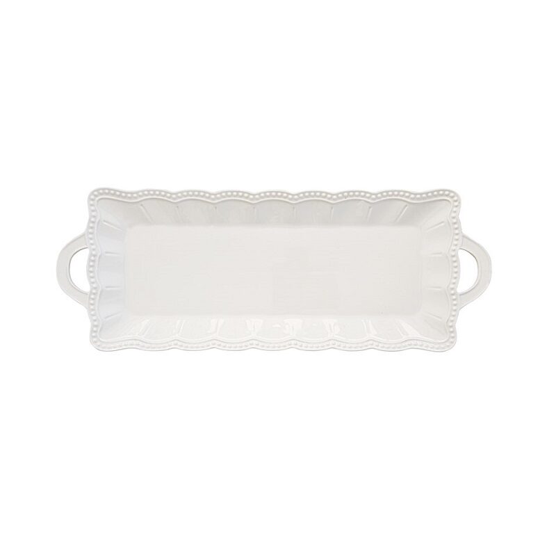 Porcelain serving platter with handles