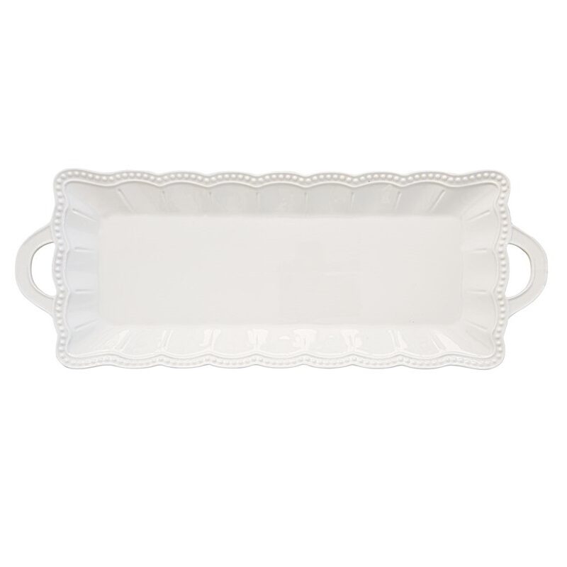 Porcelain serving platter with handles