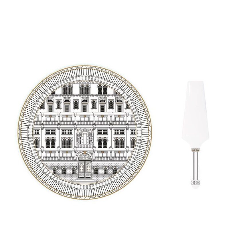 Porcelain cake serving set in colour box
