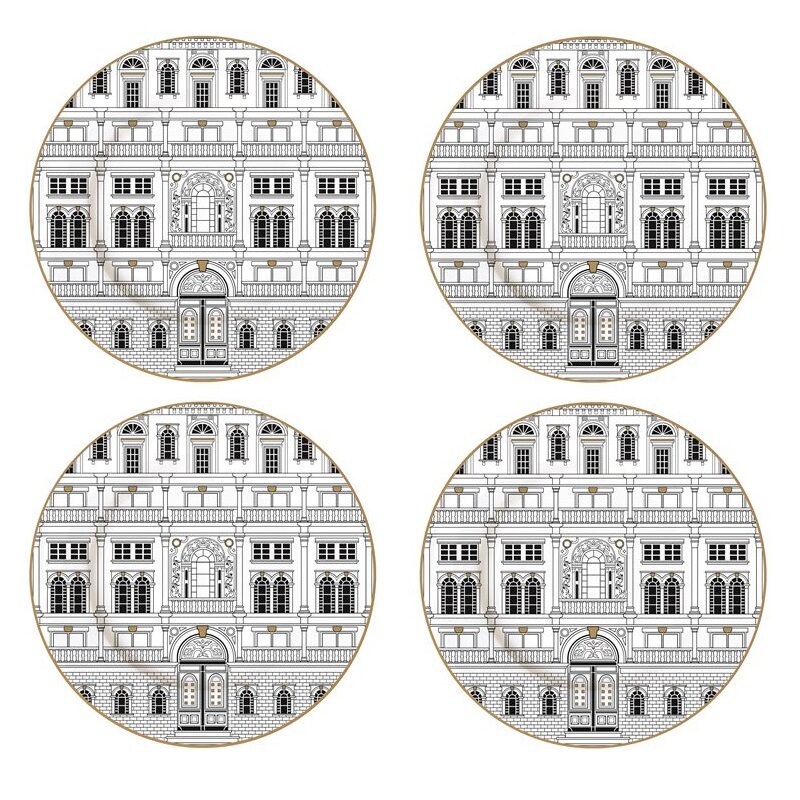 Set 4 porcelain dessert plates in gift box