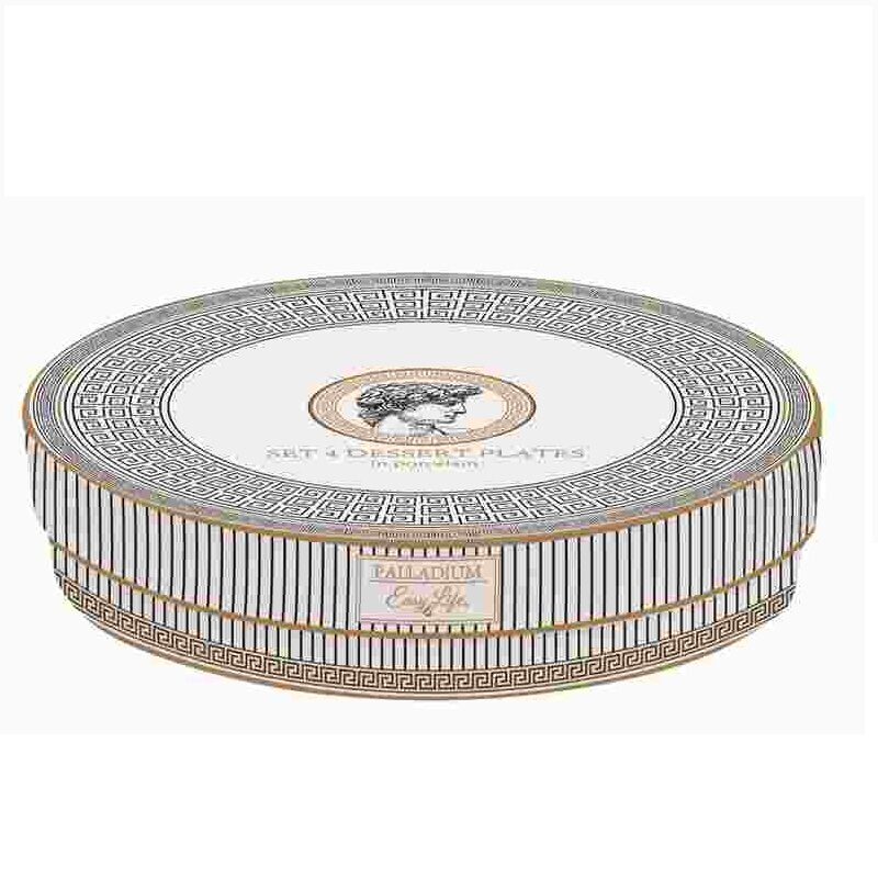 Set 4 porcelain dessert plates in gift box