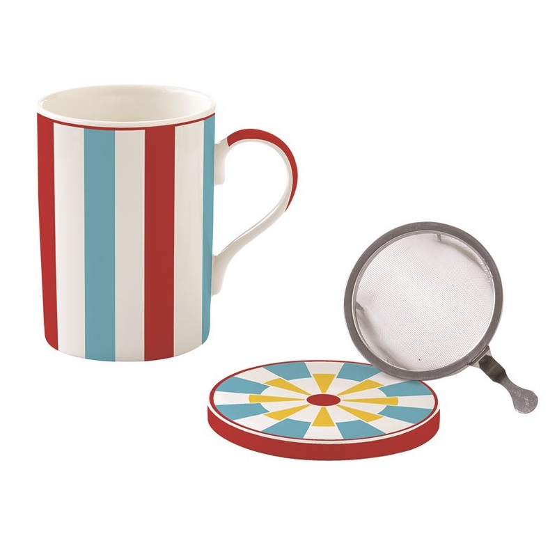 High quality porcelain mug with lid coaster and me