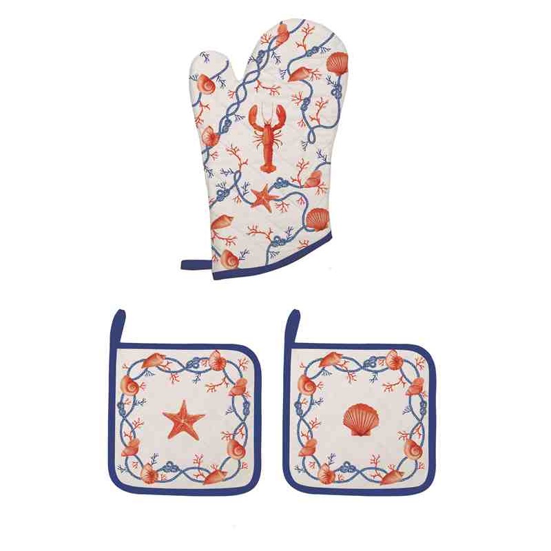 Kitchen textile set including: – 1 oven glove 100%