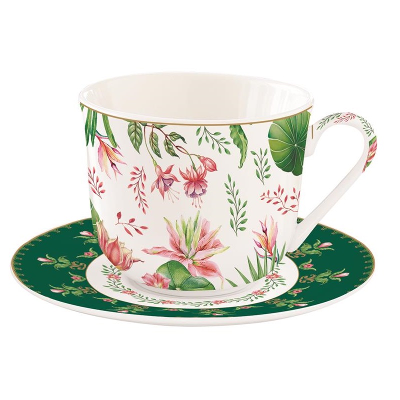 Porcelain breakfast cup & saucer in colour box