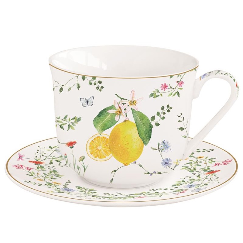 Porcelain breakfast cup & saucer in colour box