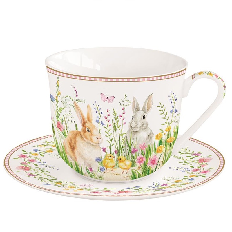 Porcelain breakfast cup & saucer in colour box