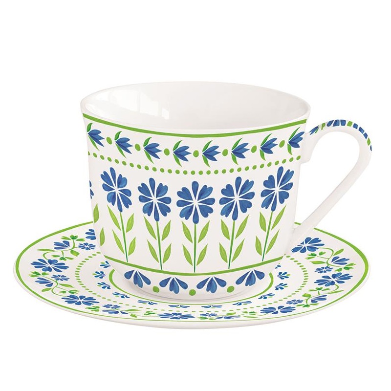 Porcelain breakfast cup & saucer in colour box
