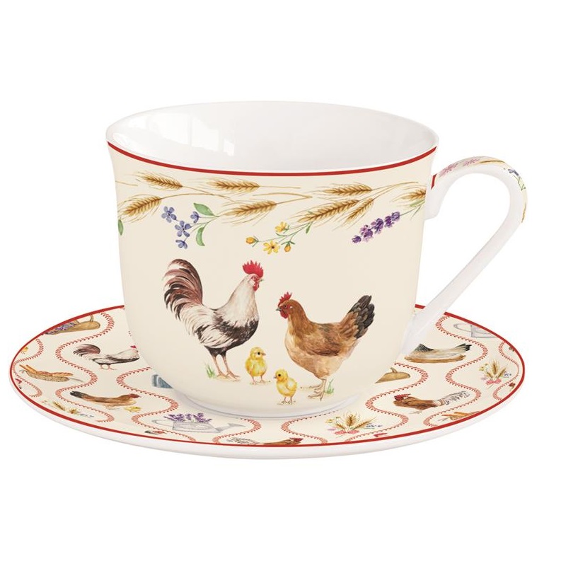 Porcelain breakfast cup & saucer in colour box