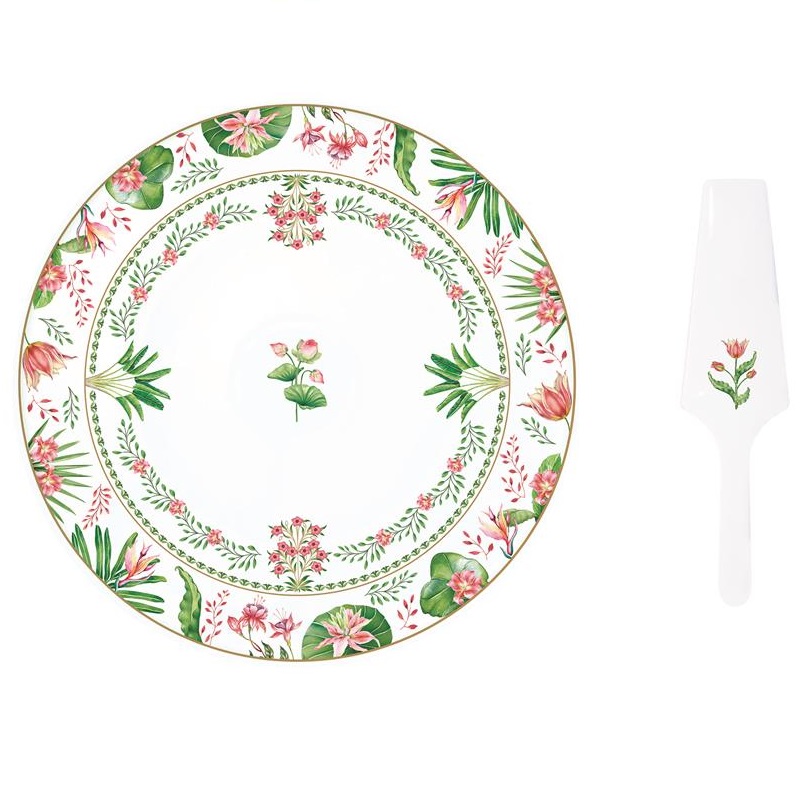 Porcelain cake serving set in colour box