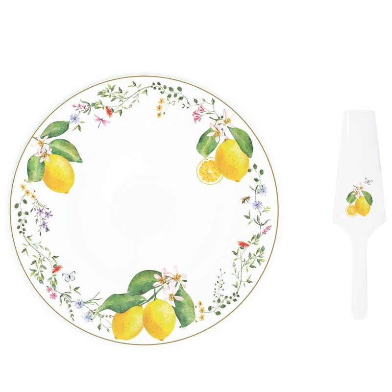 Porcelain cake serving set in colour box