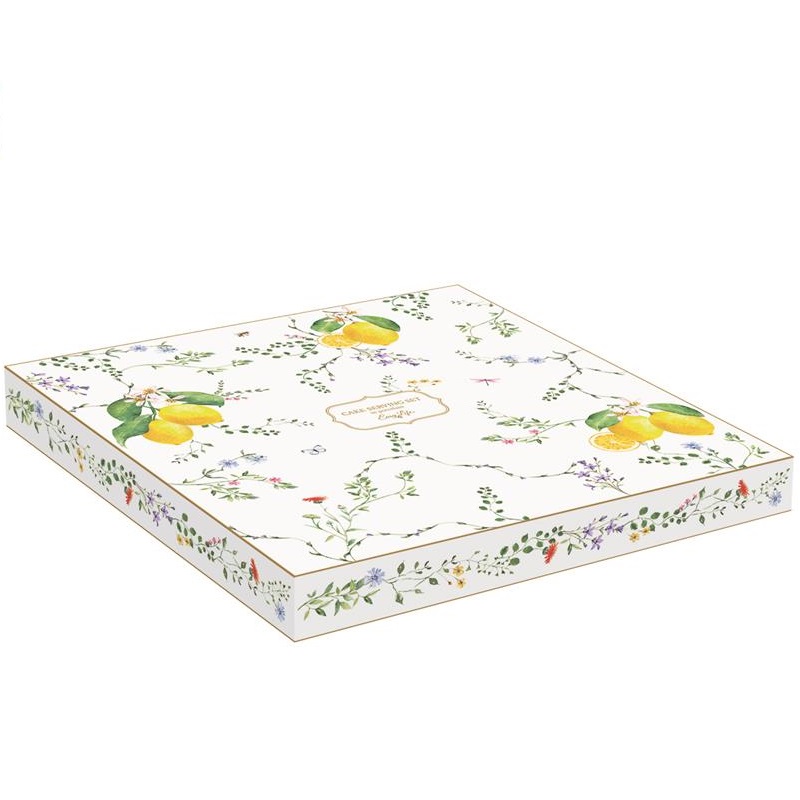 Porcelain cake serving set in colour box