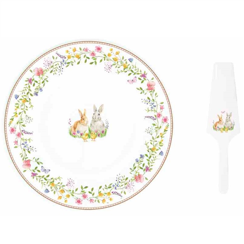 Porcelain cake serving set in colour box