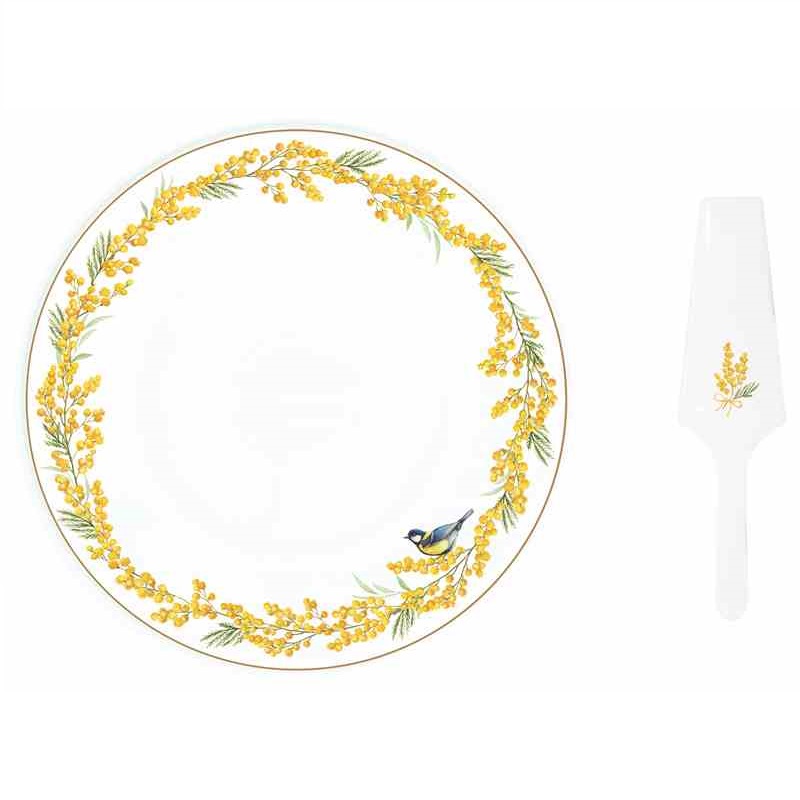 Porcelain cake serving set in colour box