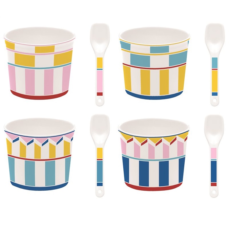 Porcelain ice cream bowl with spoon in colour box