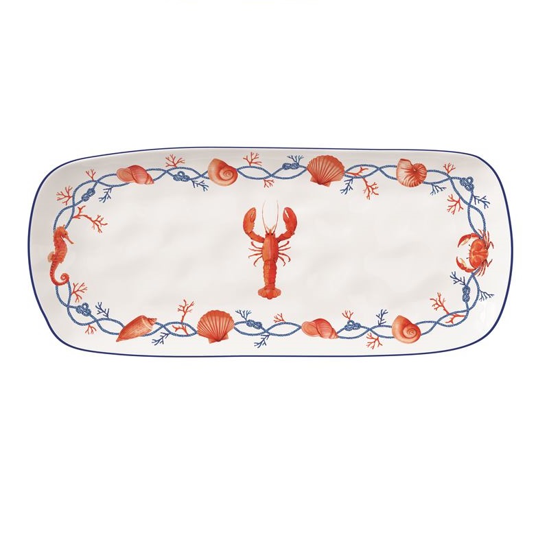 Porcelain serving platter with embossed 
design
