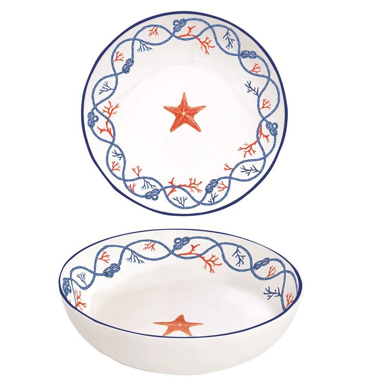 Porcelain soup plate with embossed design