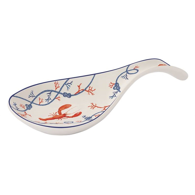 Porcelain spoon rest with embossed design 
in colo
