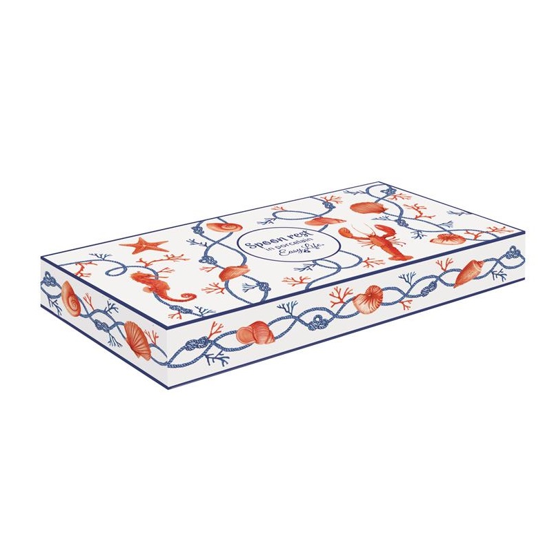 Porcelain spoon rest with embossed design 
in colo