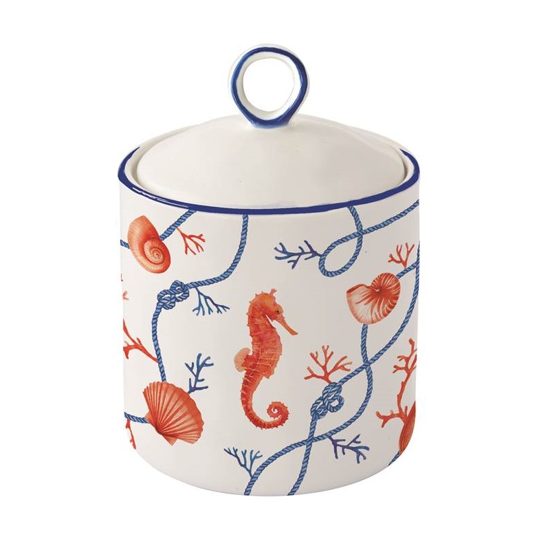 Porcelain storage jar with embossed design
