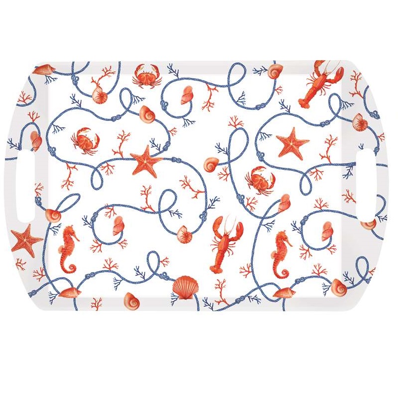 Rectangular tray with handles
