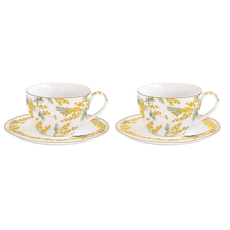 Set 2 porcelain cups & saucers in colour box