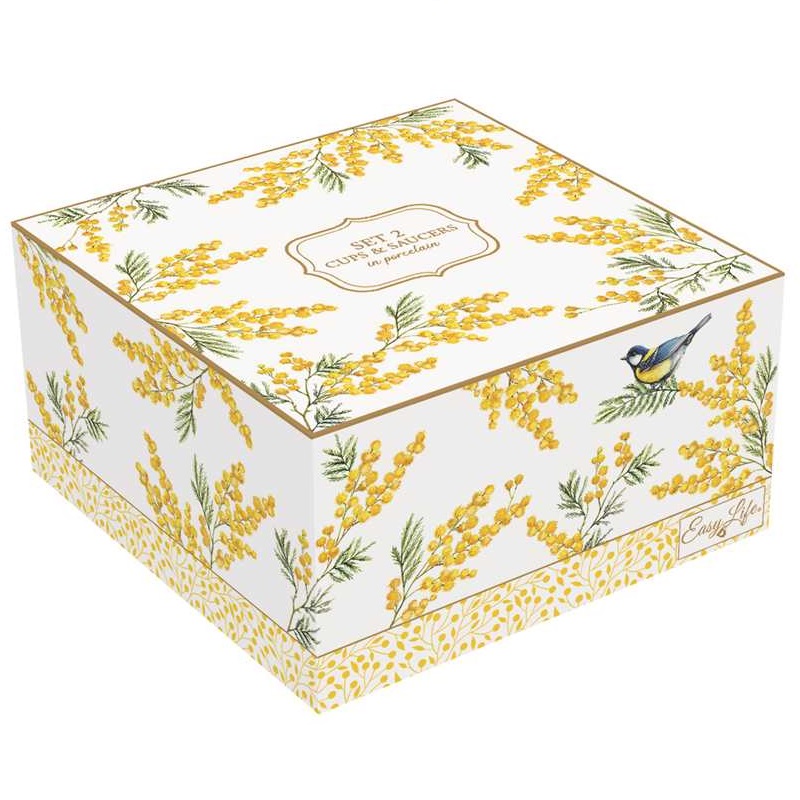 Set 2 porcelain cups & saucers in colour box