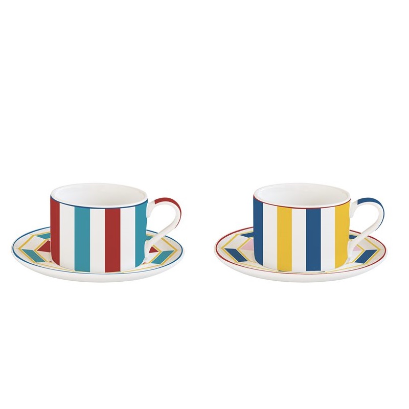 Set 2 porcelain cups & saucers in gift box
