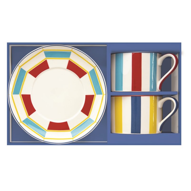 Set 2 porcelain cups & saucers in gift box