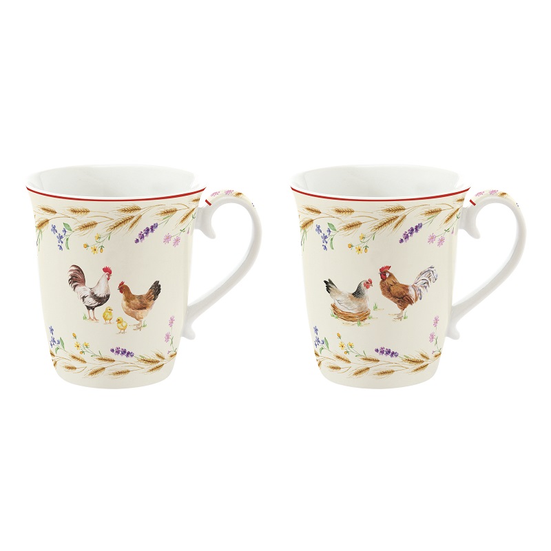 Set 2 porcelain mugs in colour box