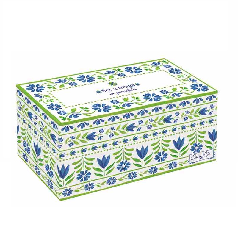 Set 2 porcelain mugs in colour box