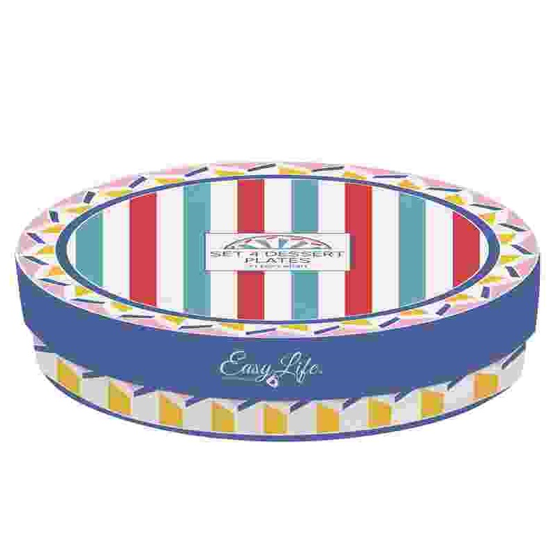 Set 4 assorted porcelain dessert plates in gift bo