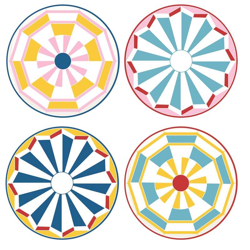 Set 4 assorted porcelain dessert plates in gift bo