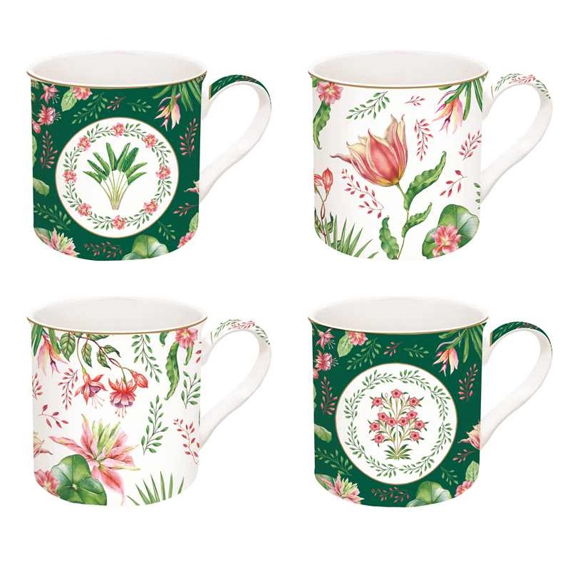 Set 4 high quality porcelain mugs in gift box