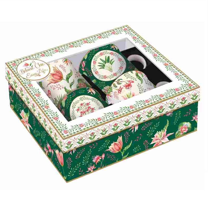 Set 4 high quality porcelain mugs in gift box