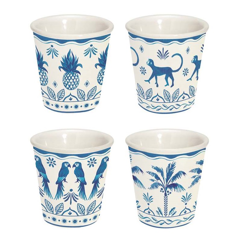 Set 4 porcelain coffee cups in colour box