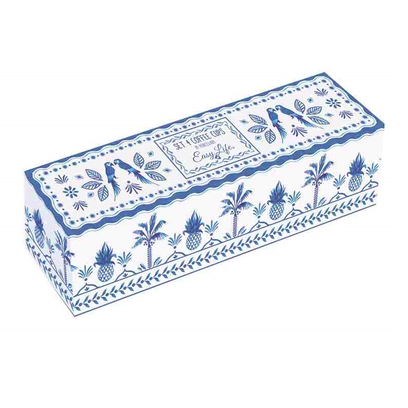 Set 4 porcelain coffee cups in colour box