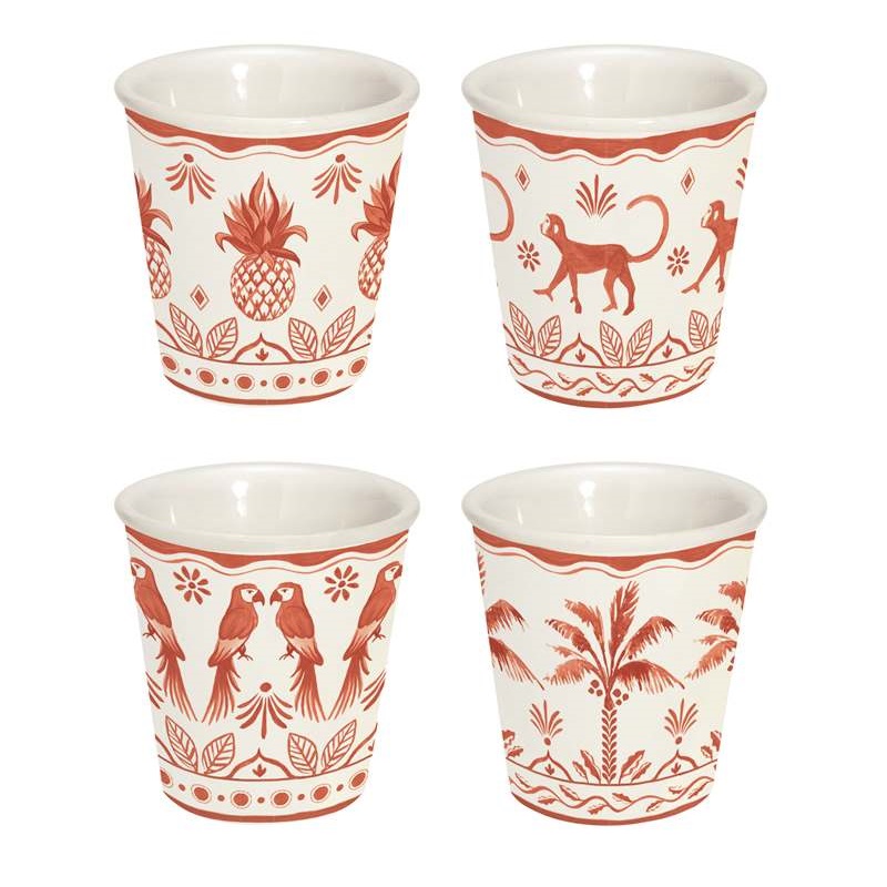 Set 4 porcelain coffee cups in colour box