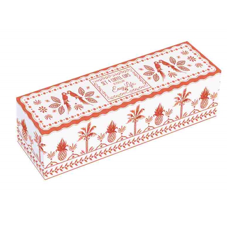 Set 4 porcelain coffee cups in colour box