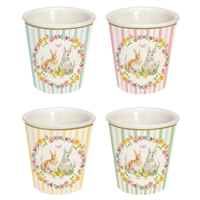 Set 4 porcelain coffee cups in colour box