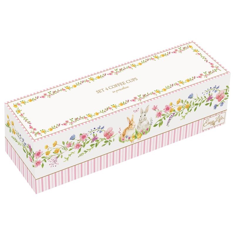 Set 4 porcelain coffee cups in colour box