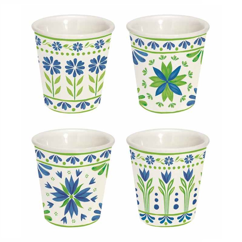 Set 4 porcelain coffee cups in colour box