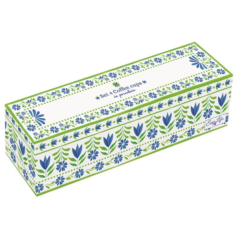 Set 4 porcelain coffee cups in colour box