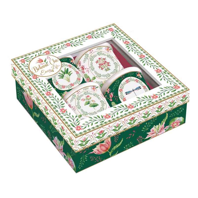 Set 4 porcelain coffee cups in gift box