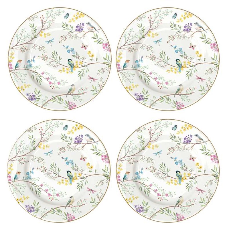 Set 4 porcelain dessert plates in gift box