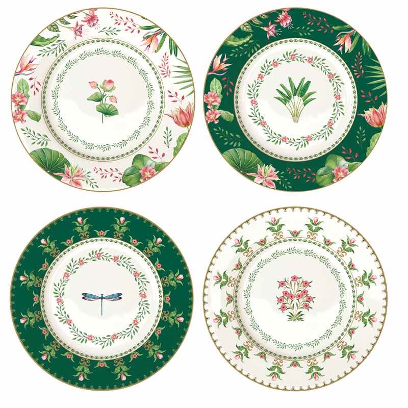 Set 4 porcelain dessert plates in gift box