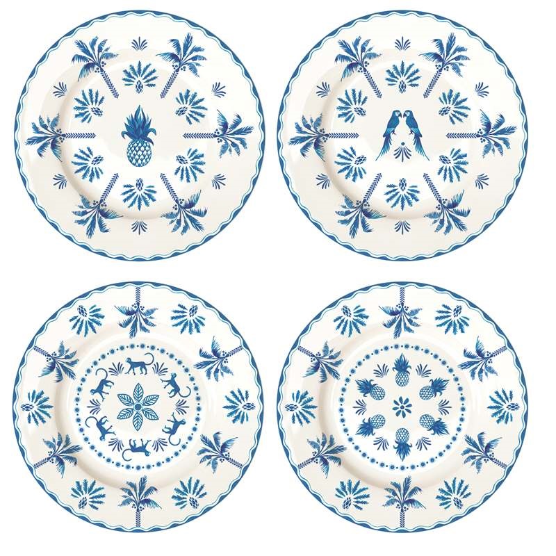 Set 4 porcelain dessert plates in gift box