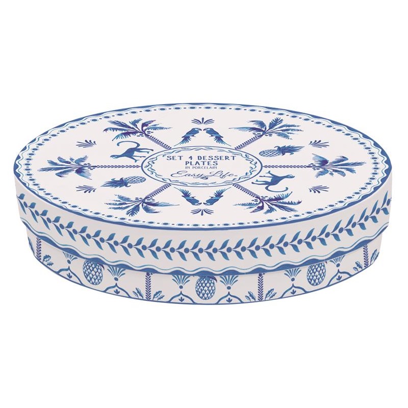 Set 4 porcelain dessert plates in gift box