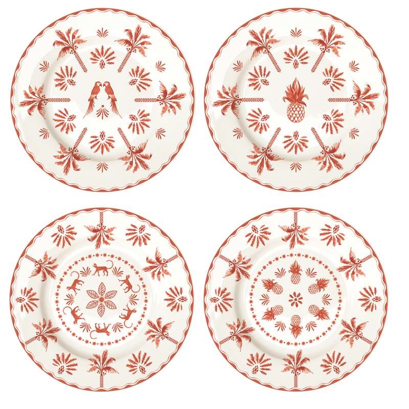 Set 4 porcelain dessert plates in gift box