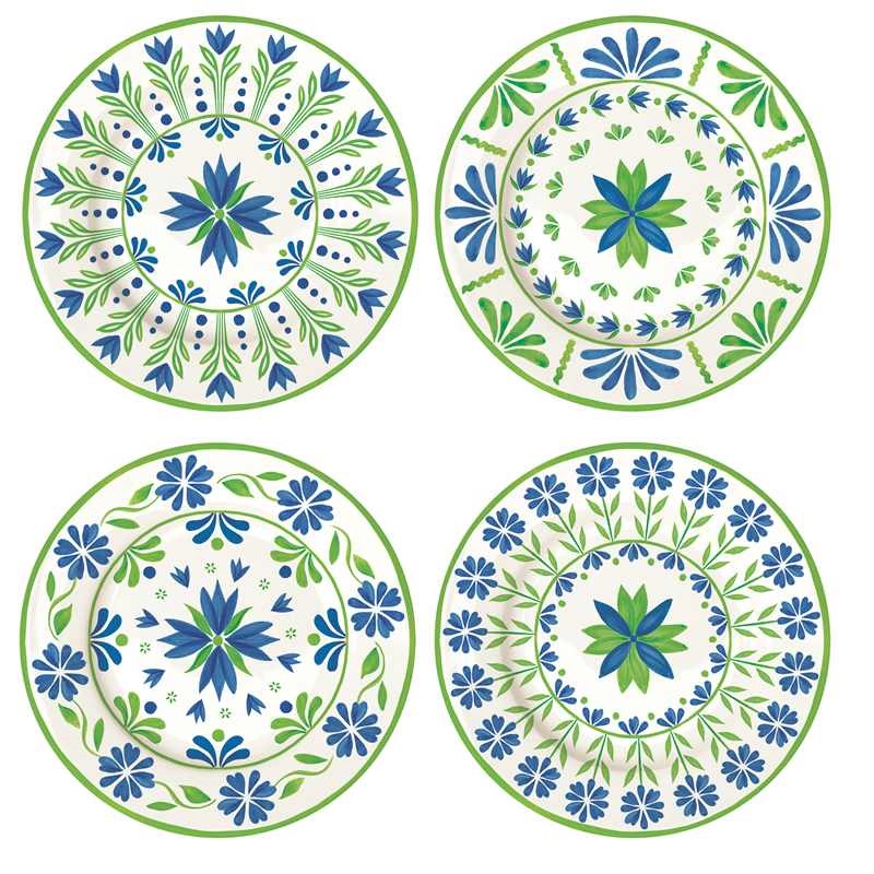 Set 4 porcelain dessert plates in gift box